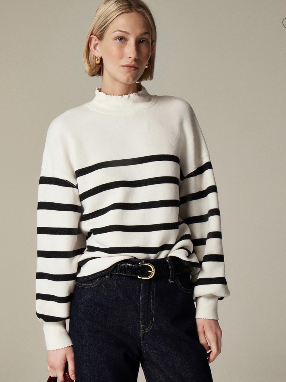 JCrew Heritage terry mockneck sweatshirt in stripe, size XXS